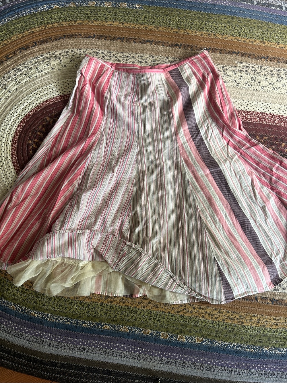 Cha Cha Vente striped skirt with tulle slip